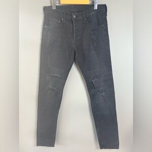 H&M size 31/32, Black distressed skinny jeans, rockstar punk